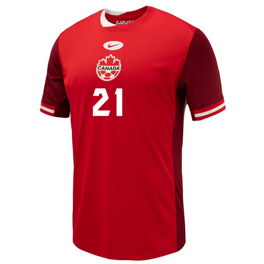 Damen Fußball Kanada Lucas Ozimec #21 Rot Heimtrikot Trikot 24-26 T-Shirt Luxemburg