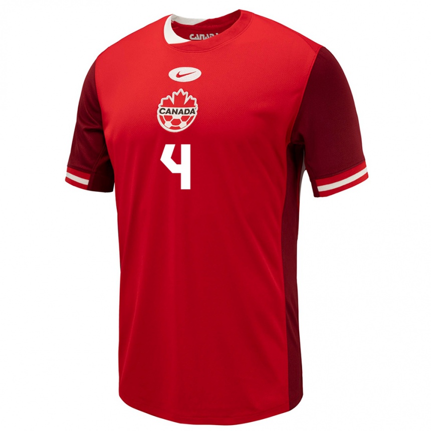 Damen Fußball Kanada Kamal Miller #4 Rot Heimtrikot Trikot 24-26 T-Shirt Luxemburg