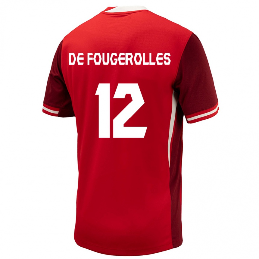 Damen Fußball Kanada Luc De Fougerolles #12 Rot Heimtrikot Trikot 24-26 T-Shirt Luxemburg
