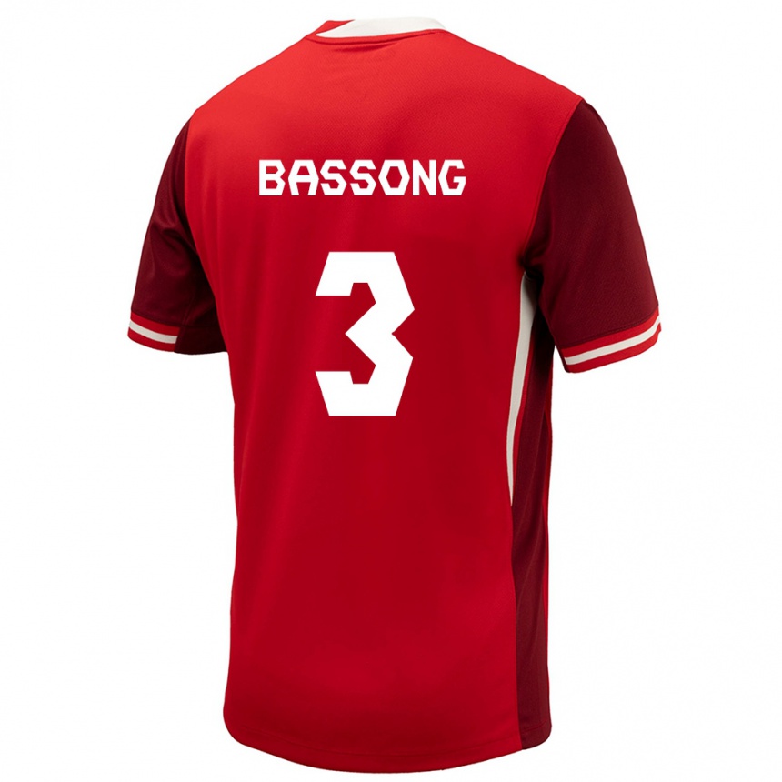 Damen Fußball Kanada Zorhan Bassong #3 Rot Heimtrikot Trikot 24-26 T-Shirt Luxemburg