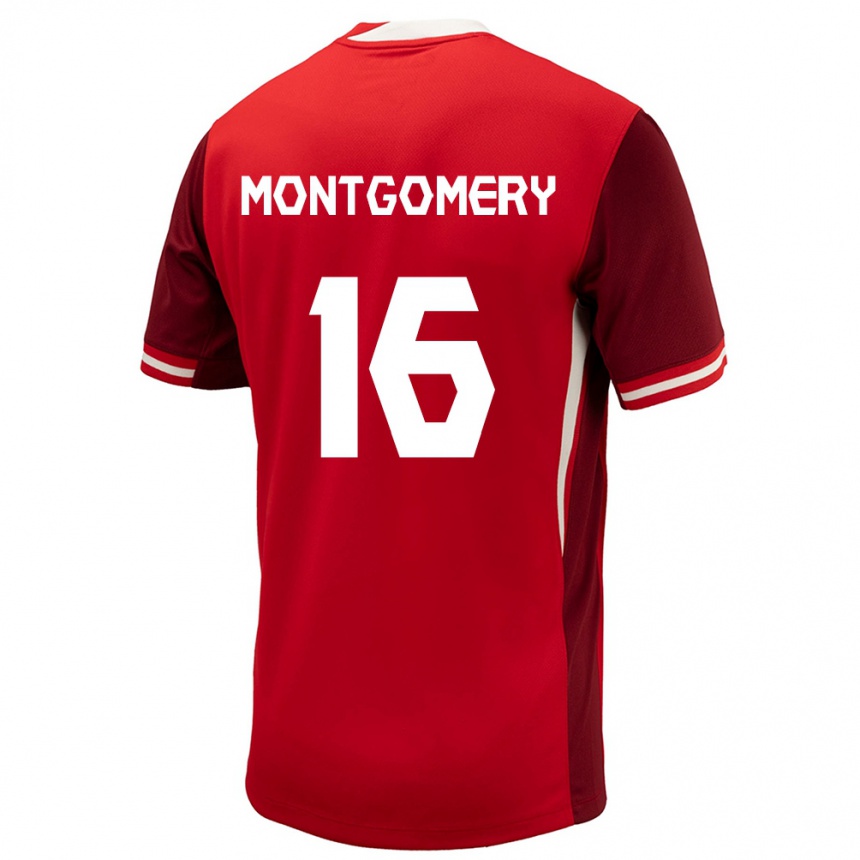 Damen Fußball Kanada Callum Montgomery #16 Rot Heimtrikot Trikot 24-26 T-Shirt Luxemburg