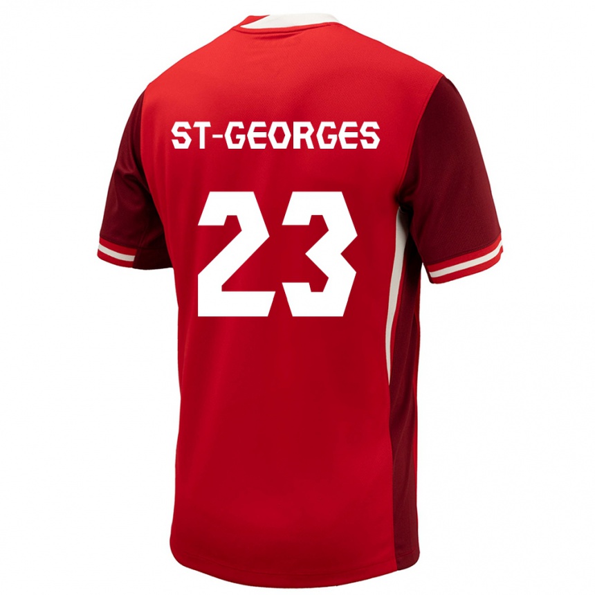 Damen Fußball Kanada Bianca St Georges #23 Rot Heimtrikot Trikot 24-26 T-Shirt Luxemburg