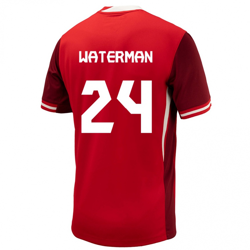 Damen Fußball Kanada Joel Waterman #24 Rot Heimtrikot Trikot 24-26 T-Shirt Luxemburg