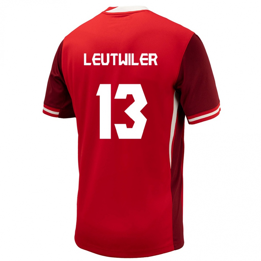 Damen Fußball Kanada Jayson Leutwiler #13 Rot Heimtrikot Trikot 24-26 T-Shirt Luxemburg