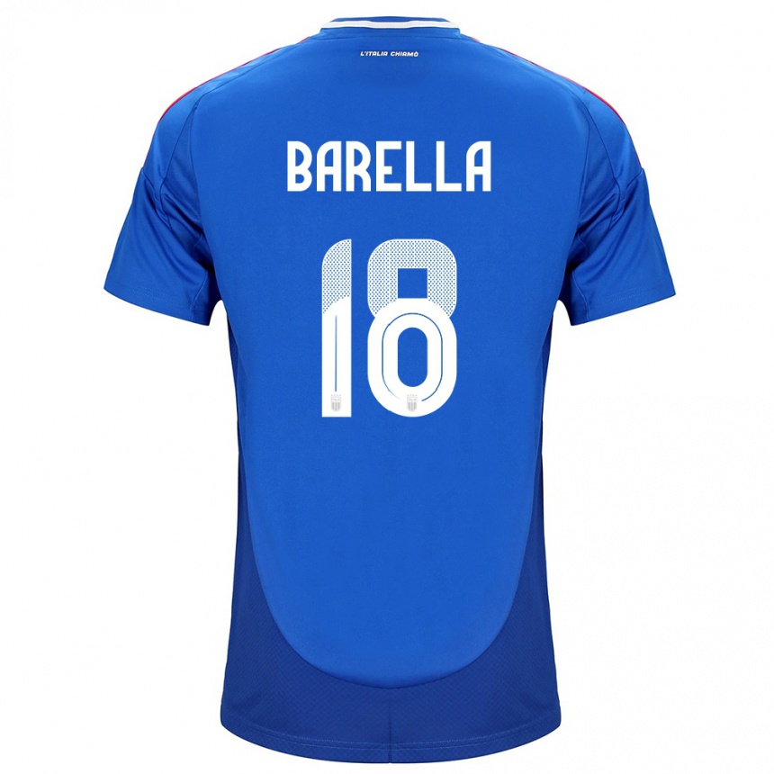 Damen Fußball Italien Nicolò Barella #18 Blau Heimtrikot Trikot 24-26 T-Shirt Luxemburg