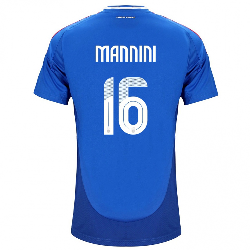 Damen Fußball Italien Mattia Mannini #16 Blau Heimtrikot Trikot 24-26 T-Shirt Luxemburg