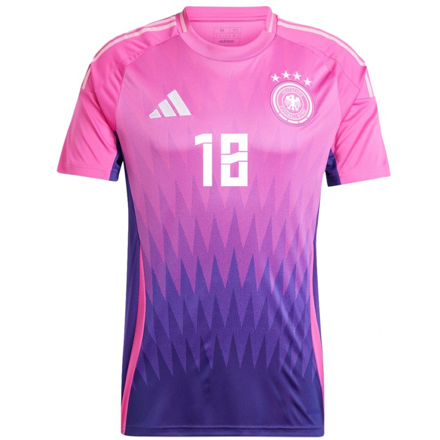 Damen Fußball Deutschland Jamie Leweling #18 Pink Lila Auswärtstrikot Trikot 24-26 T-Shirt Luxemburg