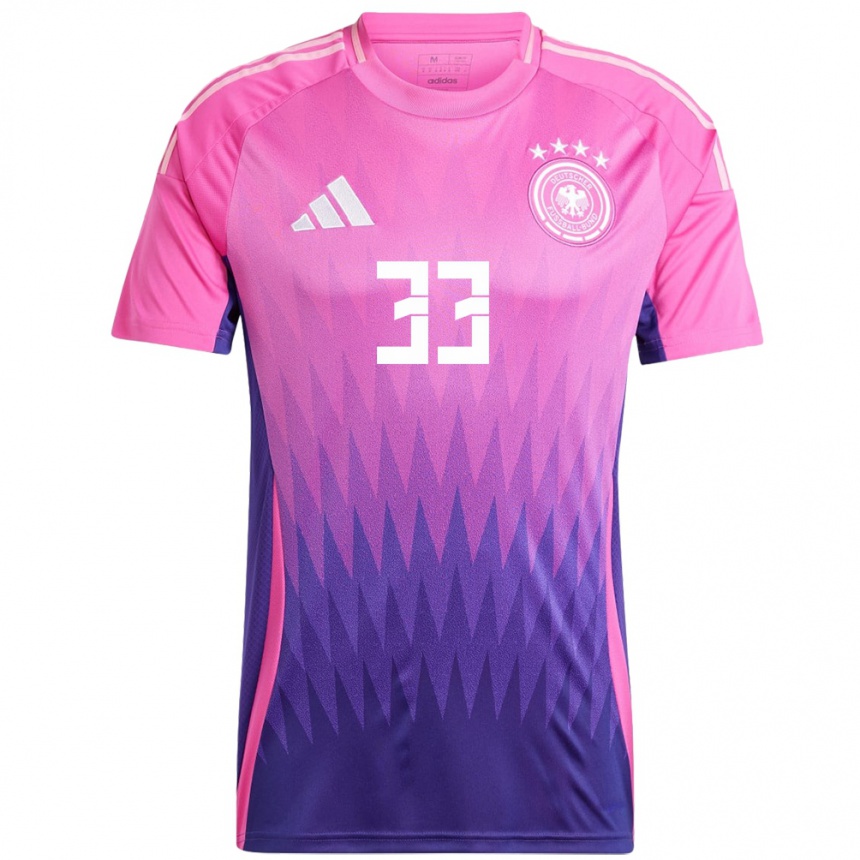 Damen Fußball Deutschland Fabienne Dongus #33 Pink Lila Auswärtstrikot Trikot 24-26 T-Shirt Luxemburg