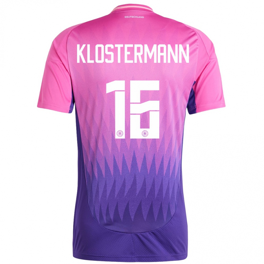 Damen Fußball Deutschland Lukas Klostermann #16 Pink Lila Auswärtstrikot Trikot 24-26 T-Shirt Luxemburg