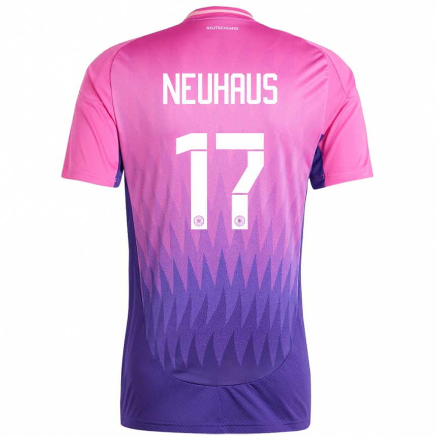 Damen Fußball Deutschland Florian Neuhaus #17 Pink Lila Auswärtstrikot Trikot 24-26 T-Shirt Luxemburg