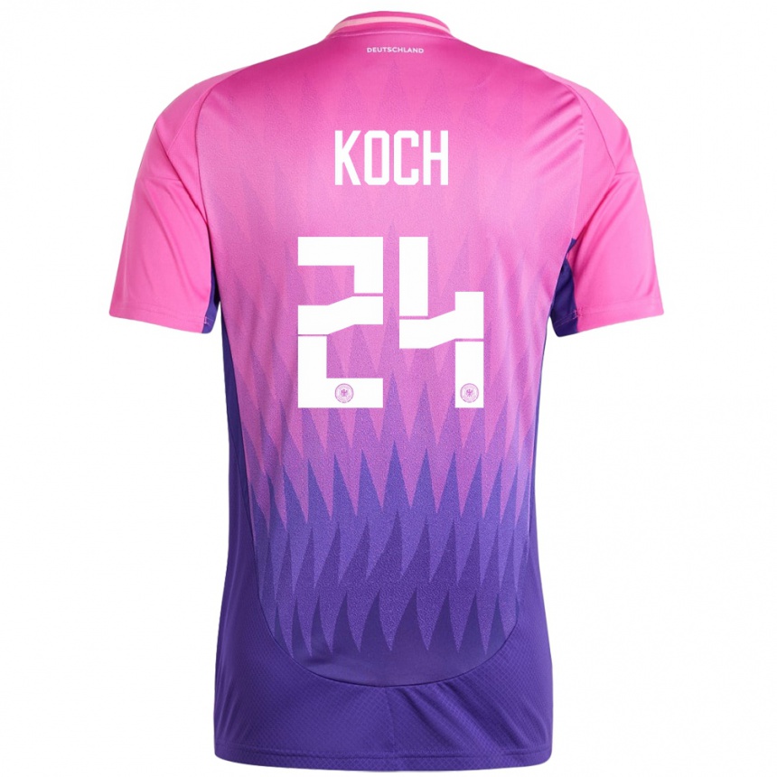 Damen Fußball Deutschland Robin Koch #24 Pink Lila Auswärtstrikot Trikot 24-26 T-Shirt Luxemburg