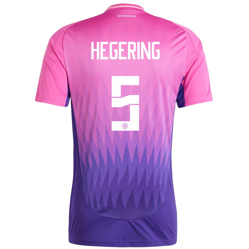 Damen Fußball Deutschland Marina Hegering #5 Pink Lila Auswärtstrikot Trikot 24-26 T-Shirt Luxemburg