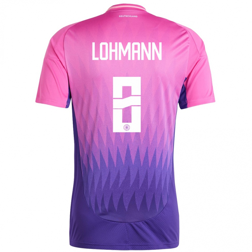 Damen Fußball Deutschland Sydney Lohmann #8 Pink Lila Auswärtstrikot Trikot 24-26 T-Shirt Luxemburg