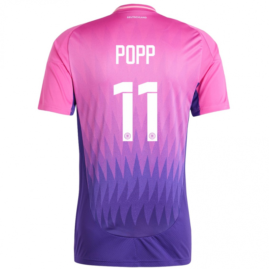 Damen Fußball Deutschland Alexandra Popp #11 Pink Lila Auswärtstrikot Trikot 24-26 T-Shirt Luxemburg