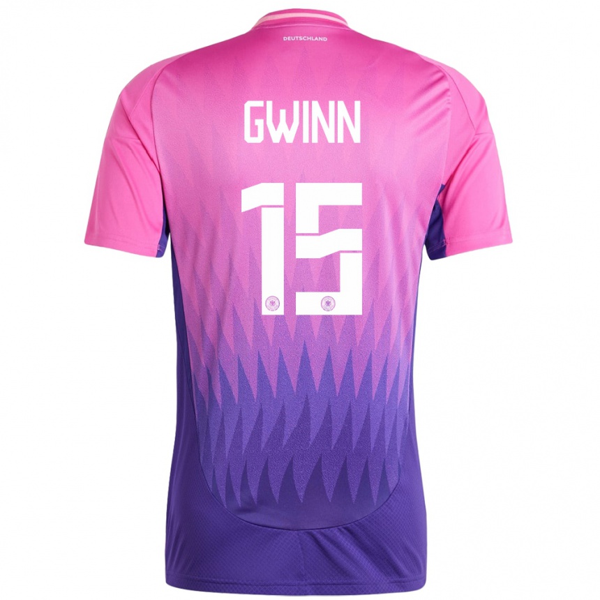 Damen Fußball Deutschland Giulia Gwinn #15 Pink Lila Auswärtstrikot Trikot 24-26 T-Shirt Luxemburg