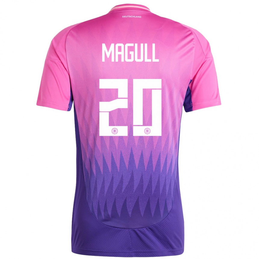 Damen Fußball Deutschland Lina Magull #20 Pink Lila Auswärtstrikot Trikot 24-26 T-Shirt Luxemburg
