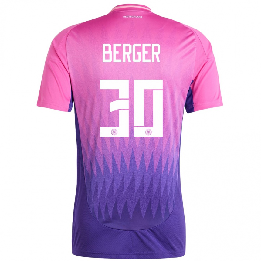 Damen Fußball Deutschland Ann Katrin Berger #30 Pink Lila Auswärtstrikot Trikot 24-26 T-Shirt Luxemburg
