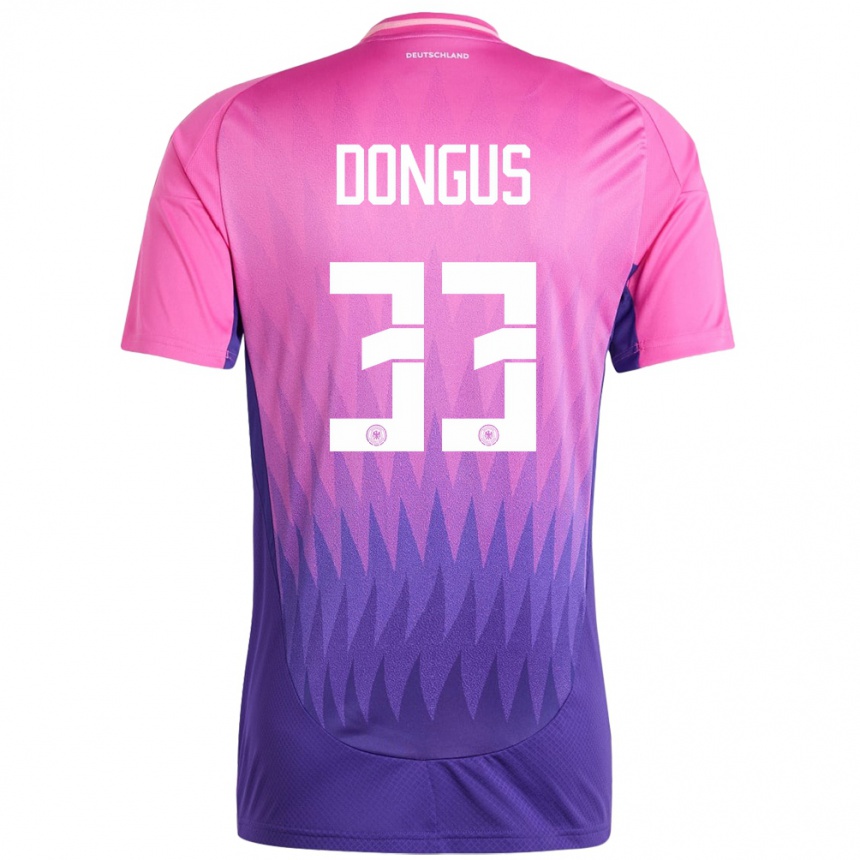 Damen Fußball Deutschland Fabienne Dongus #33 Pink Lila Auswärtstrikot Trikot 24-26 T-Shirt Luxemburg