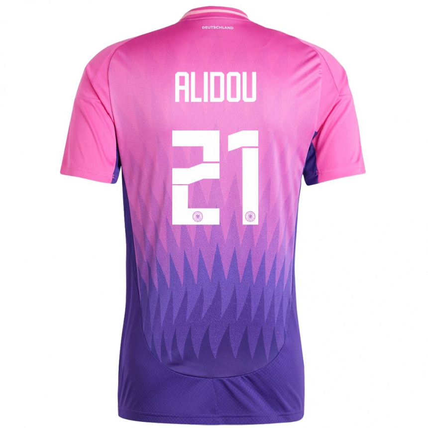 Damen Fußball Deutschland Faride Alidou #21 Pink Lila Auswärtstrikot Trikot 24-26 T-Shirt Luxemburg