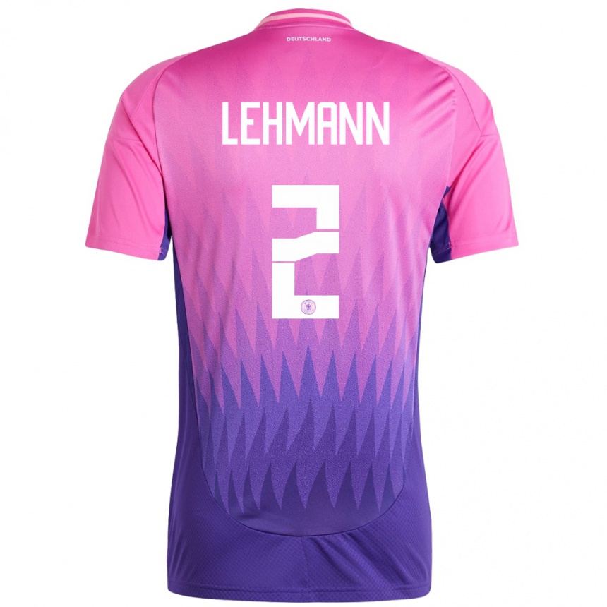 Damen Fußball Deutschland Paul Lehmann #2 Pink Lila Auswärtstrikot Trikot 24-26 T-Shirt Luxemburg