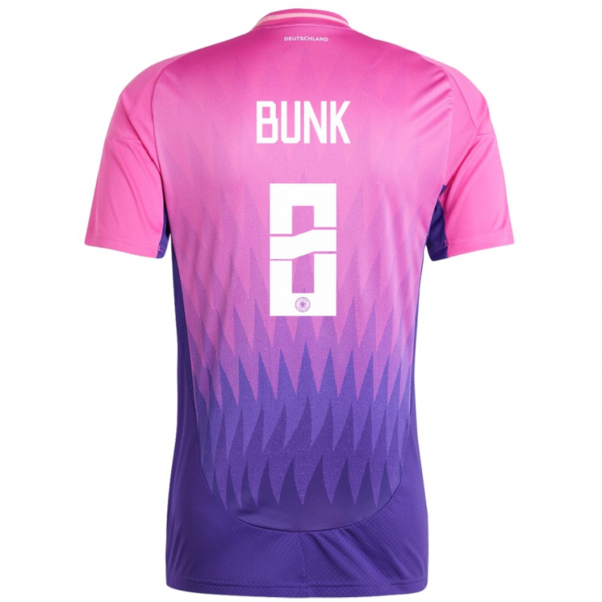Damen Fußball Deutschland Daniel Bunk #8 Pink Lila Auswärtstrikot Trikot 24-26 T-Shirt Luxemburg