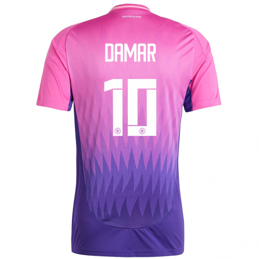 Damen Fußball Deutschland Muhammed Damar #10 Pink Lila Auswärtstrikot Trikot 24-26 T-Shirt Luxemburg