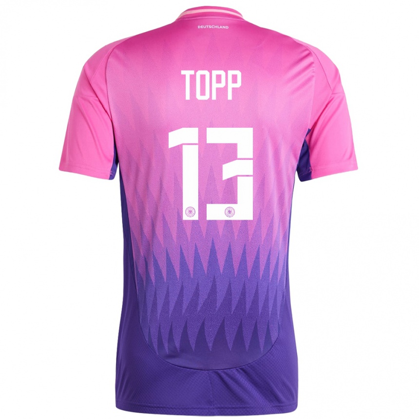 Damen Fußball Deutschland Keke Topp #13 Pink Lila Auswärtstrikot Trikot 24-26 T-Shirt Luxemburg