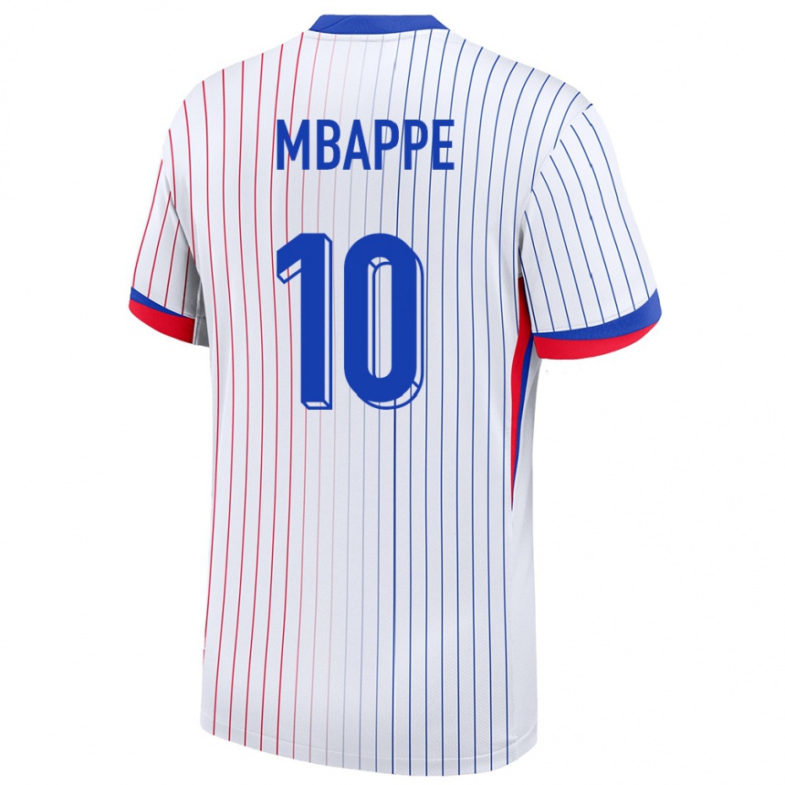 Damen Fußball Frankreich Kylian Mbappe #10 Weiß Auswärtstrikot Trikot 24-26 T-Shirt Luxemburg