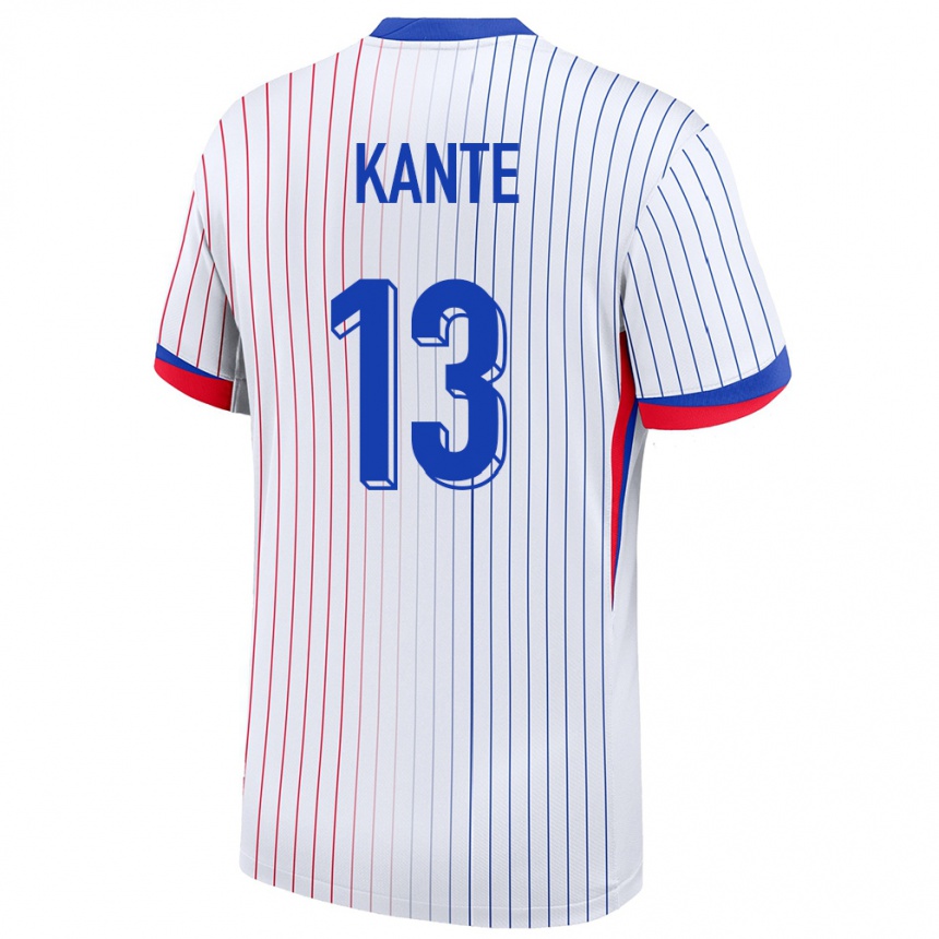 Damen Fußball Frankreich N Golo Kante #13 Weiß Auswärtstrikot Trikot 24-26 T-Shirt Luxemburg