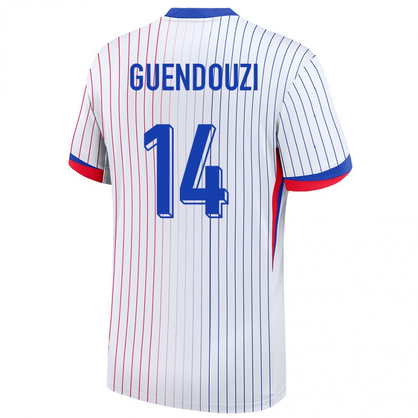 Damen Fußball Frankreich Matteo Guendouzi #14 Weiß Auswärtstrikot Trikot 24-26 T-Shirt Luxemburg