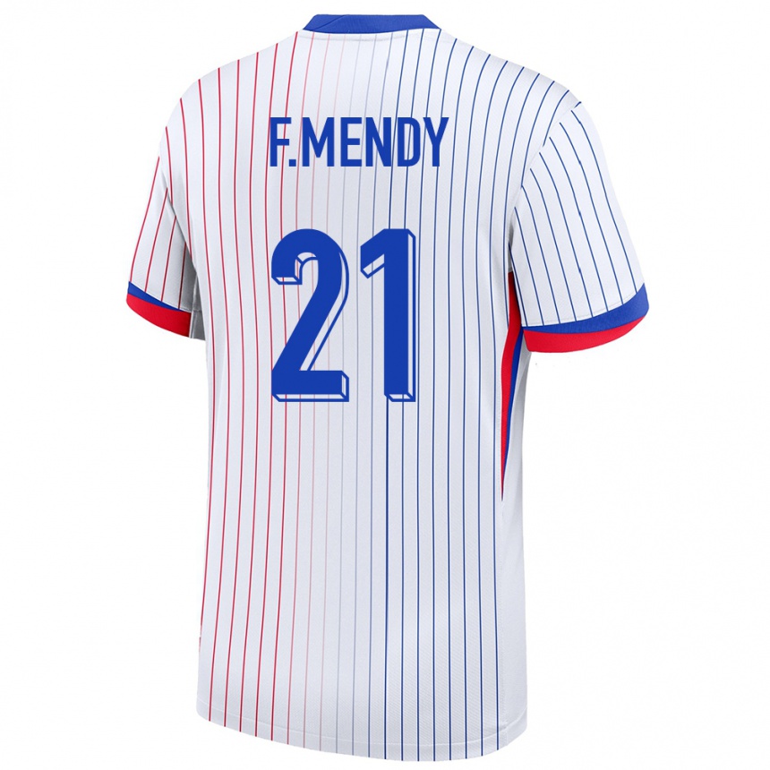 Damen Fußball Frankreich Ferland Mendy #21 Weiß Auswärtstrikot Trikot 24-26 T-Shirt Luxemburg