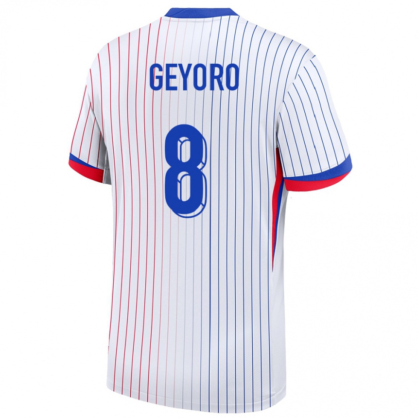 Damen Fußball Frankreich Grace Geyoro #8 Weiß Auswärtstrikot Trikot 24-26 T-Shirt Luxemburg