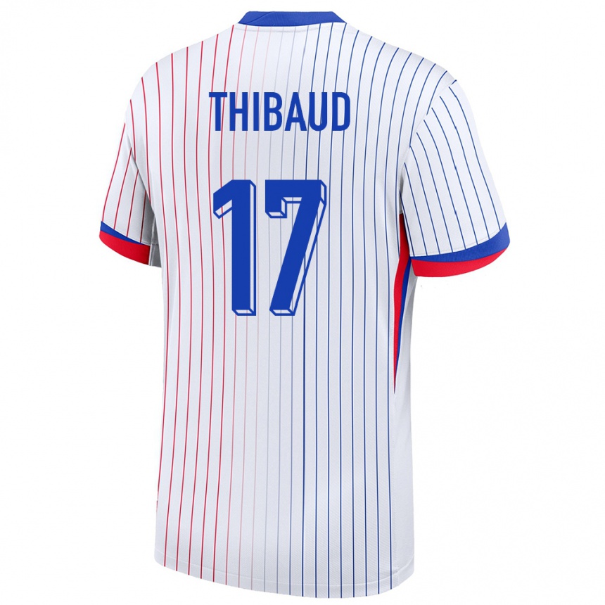Damen Fußball Frankreich Julie Thibaud #17 Weiß Auswärtstrikot Trikot 24-26 T-Shirt Luxemburg