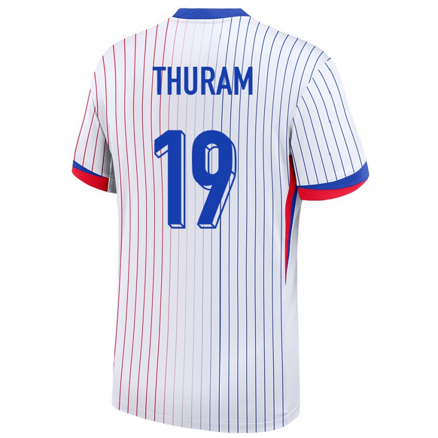 Damen Fußball Frankreich Khephren Thuram #19 Weiß Auswärtstrikot Trikot 24-26 T-Shirt Luxemburg