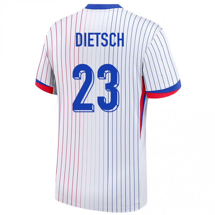 Damen Fußball Frankreich Guillaume Dietsch #23 Weiß Auswärtstrikot Trikot 24-26 T-Shirt Luxemburg