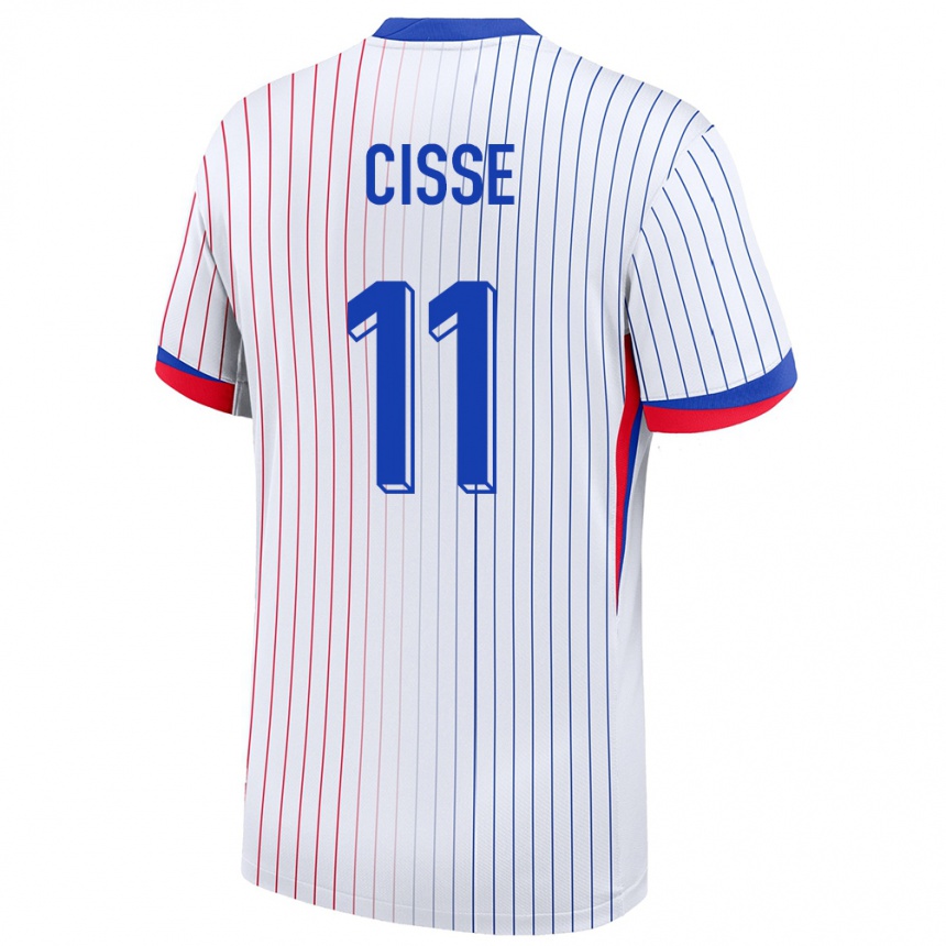 Damen Fußball Frankreich Lamine Cisse #11 Weiß Auswärtstrikot Trikot 24-26 T-Shirt Luxemburg