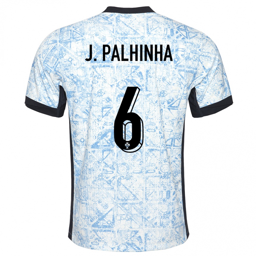 Damen Fußball Portugal Joao Palhinha #6 Cremeblau Auswärtstrikot Trikot 24-26 T-Shirt Luxemburg