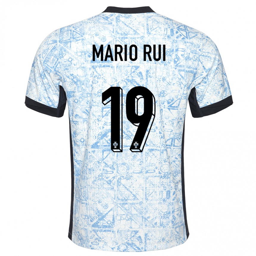 Damen Fußball Portugal Mario Rui #19 Cremeblau Auswärtstrikot Trikot 24-26 T-Shirt Luxemburg