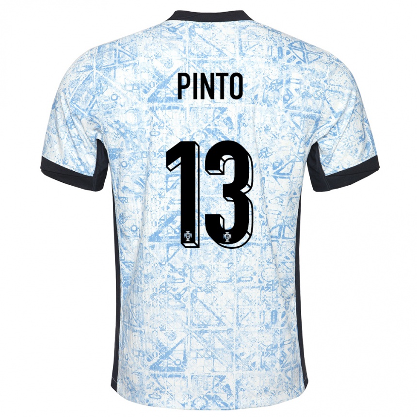 Damen Fußball Portugal Fatima Pinto #13 Cremeblau Auswärtstrikot Trikot 24-26 T-Shirt Luxemburg