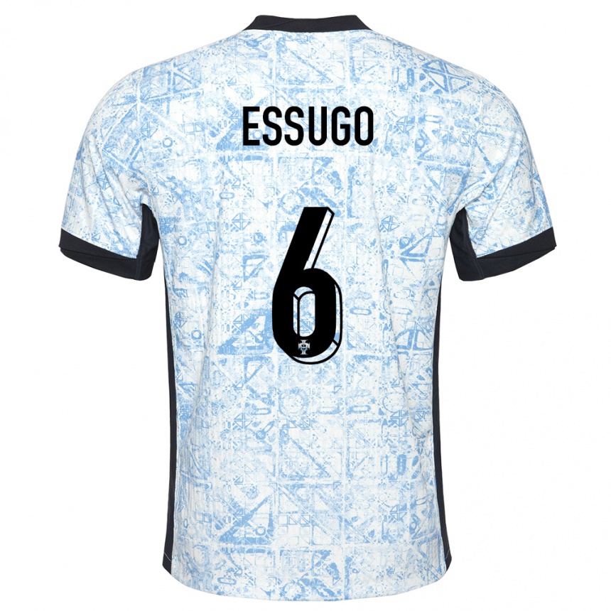 Damen Fußball Portugal Dario Essugo #6 Cremeblau Auswärtstrikot Trikot 24-26 T-Shirt Luxemburg