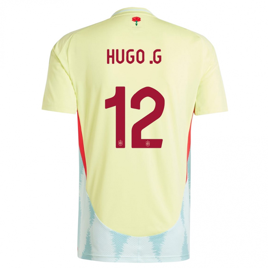 Damen Fußball Spanien Hugo Guillamon #12 Gelb Auswärtstrikot Trikot 24-26 T-Shirt Luxemburg