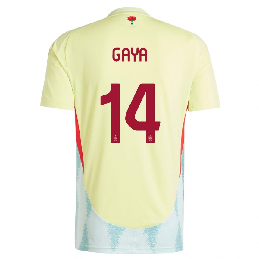 Damen Fußball Spanien Jose Gaya #14 Gelb Auswärtstrikot Trikot 24-26 T-Shirt Luxemburg