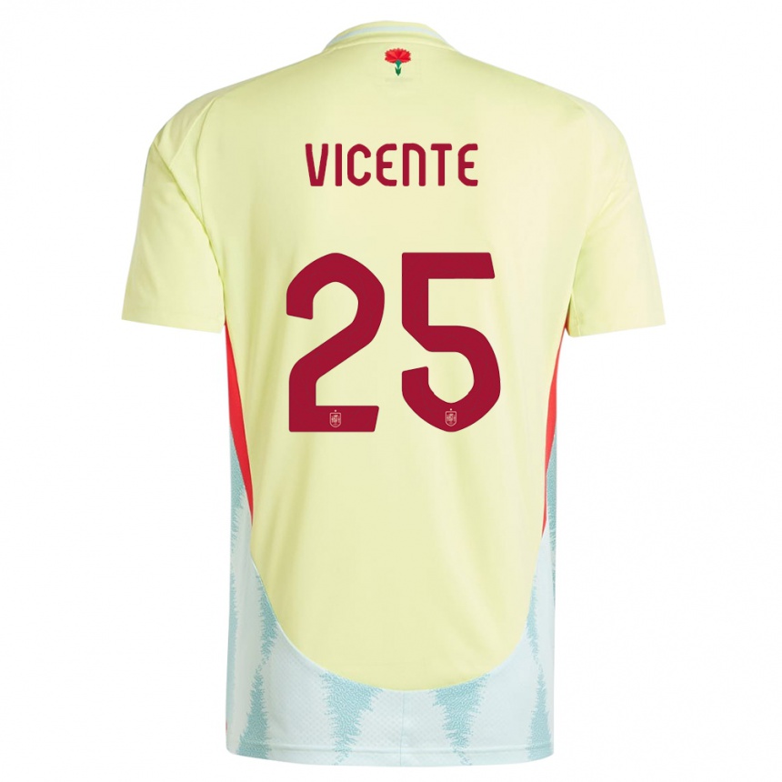 Damen Fußball Spanien Ainhoa Vicente #25 Gelb Auswärtstrikot Trikot 24-26 T-Shirt Luxemburg