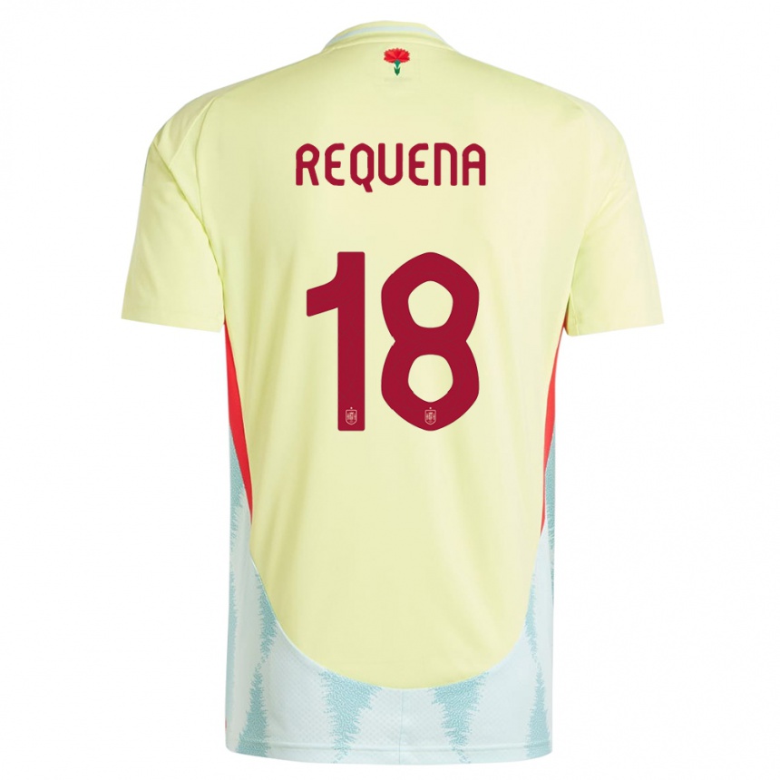 Damen Fußball Spanien Daniel Requena #18 Gelb Auswärtstrikot Trikot 24-26 T-Shirt Luxemburg