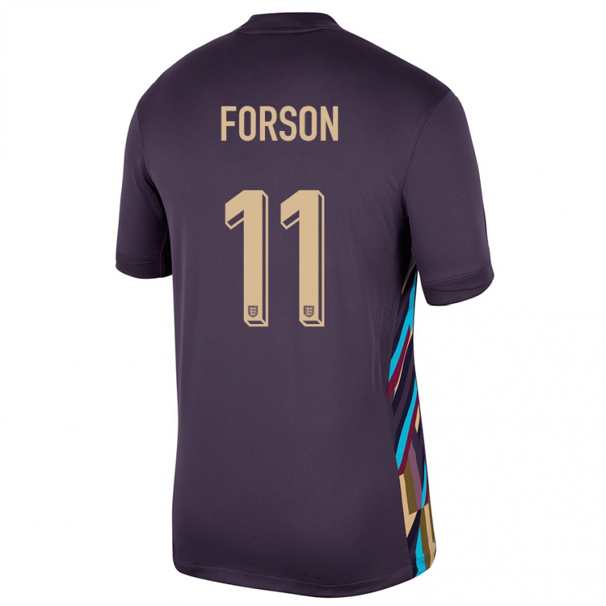 Damen Fußball England Omari Forson #11 Dunkle Rosine Auswärtstrikot Trikot 24-26 T-Shirt Luxemburg