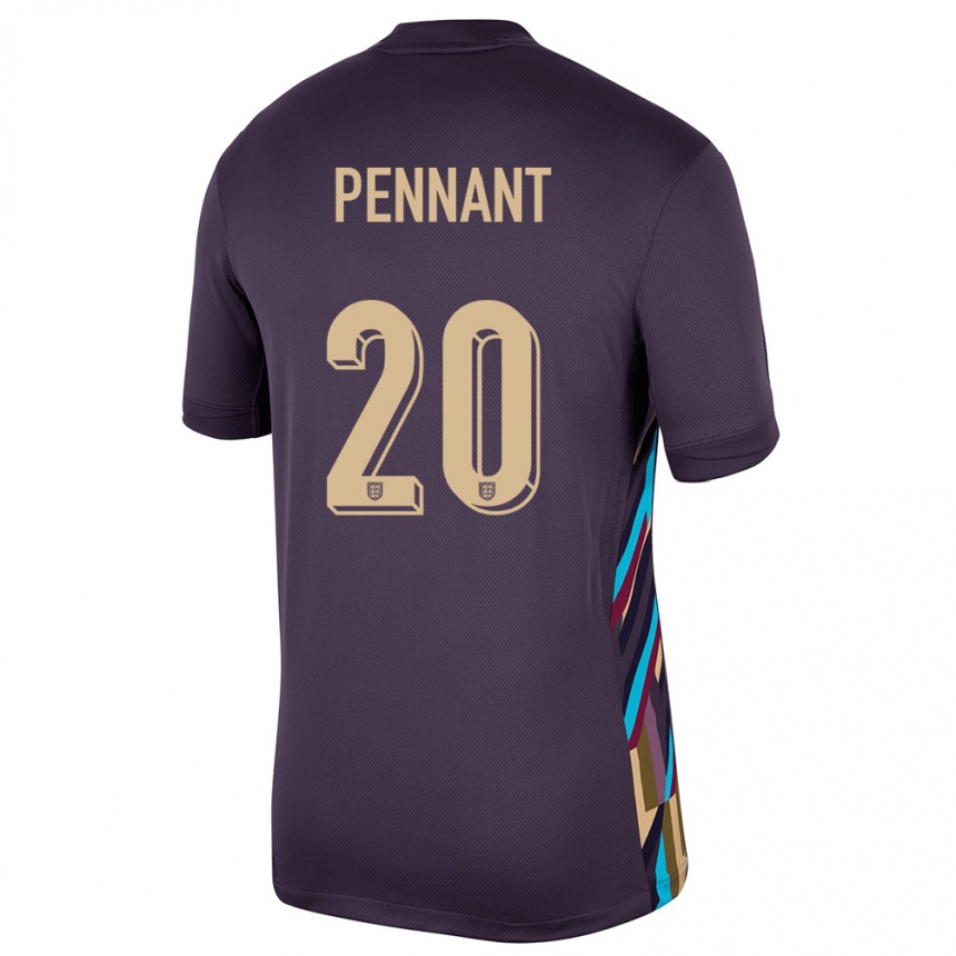 Damen Fußball England Kian Pennant #20 Dunkle Rosine Auswärtstrikot Trikot 24-26 T-Shirt Luxemburg