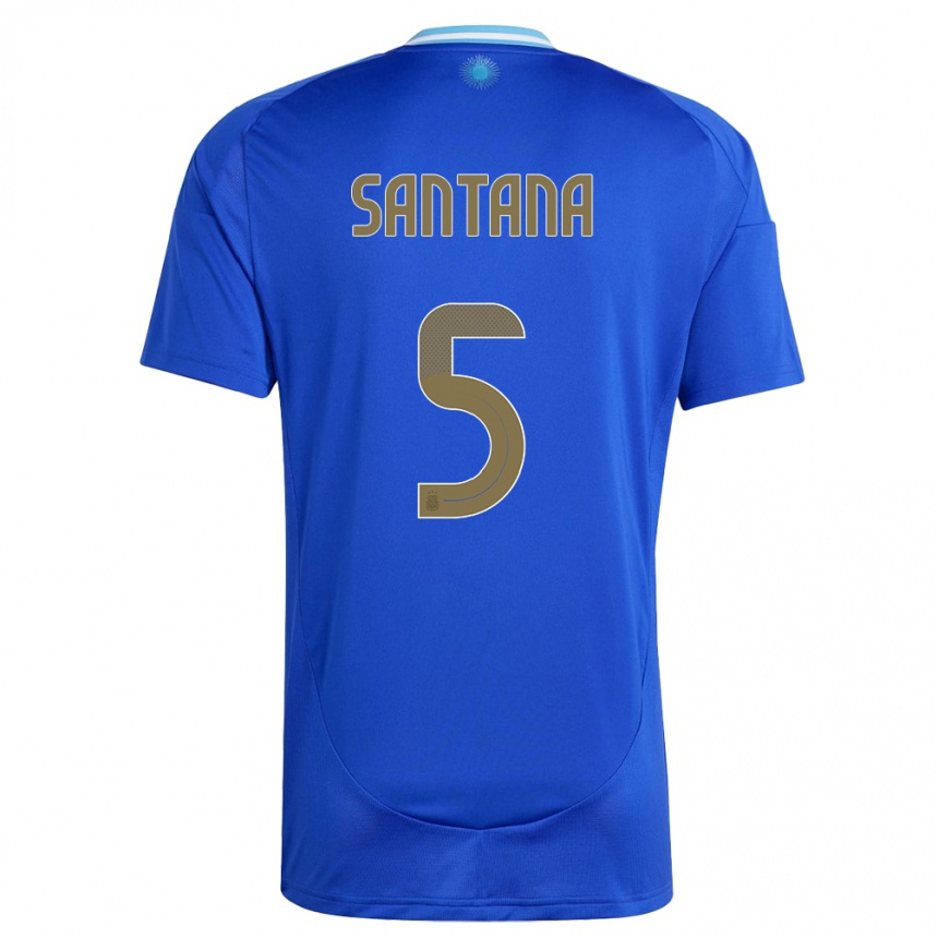 Damen Fußball Argentinien Vanesa Santana #5 Blau Auswärtstrikot Trikot 24-26 T-Shirt Luxemburg