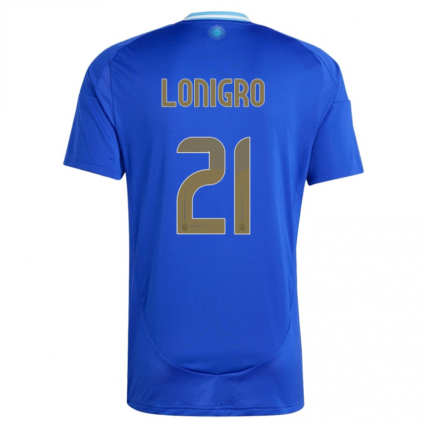 Damen Fußball Argentinien Erica Lonigro #21 Blau Auswärtstrikot Trikot 24-26 T-Shirt Luxemburg