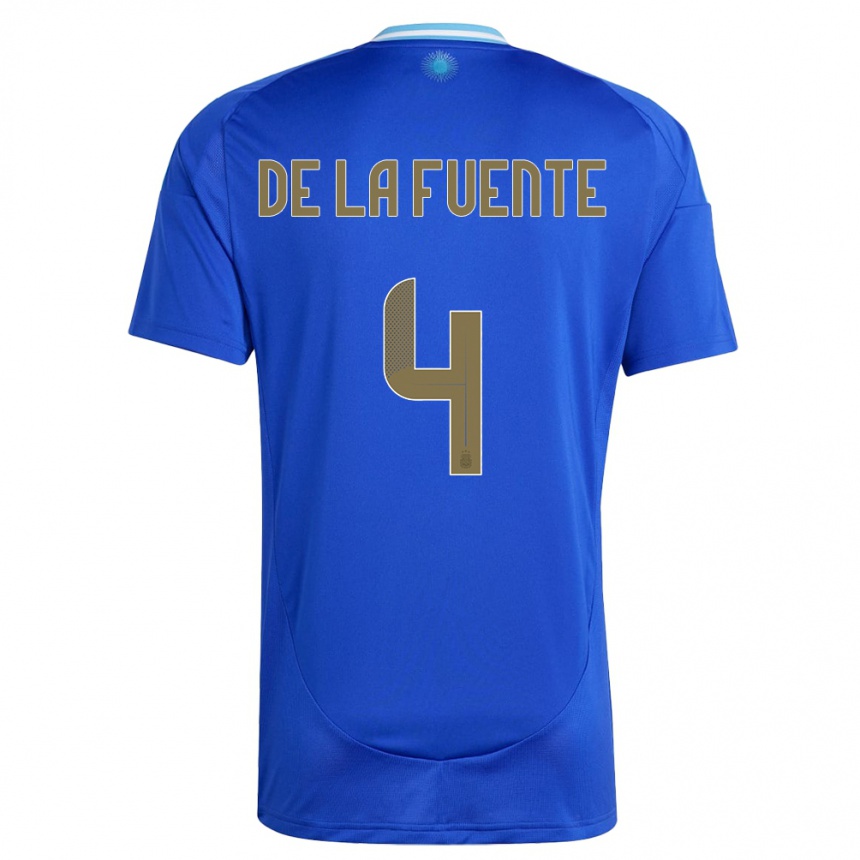 Damen Fußball Argentinien Hernan De La Fuente #4 Blau Auswärtstrikot Trikot 24-26 T-Shirt Luxemburg