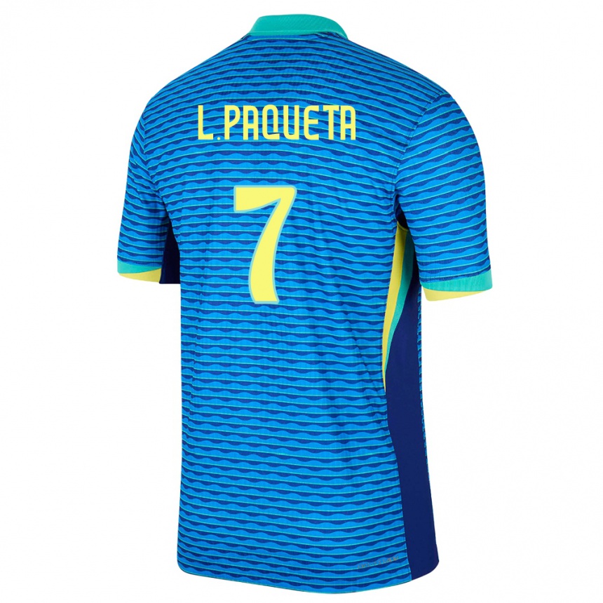 Damen Fußball Brasilien Lucas Paqueta #7 Blau Auswärtstrikot Trikot 24-26 T-Shirt Luxemburg